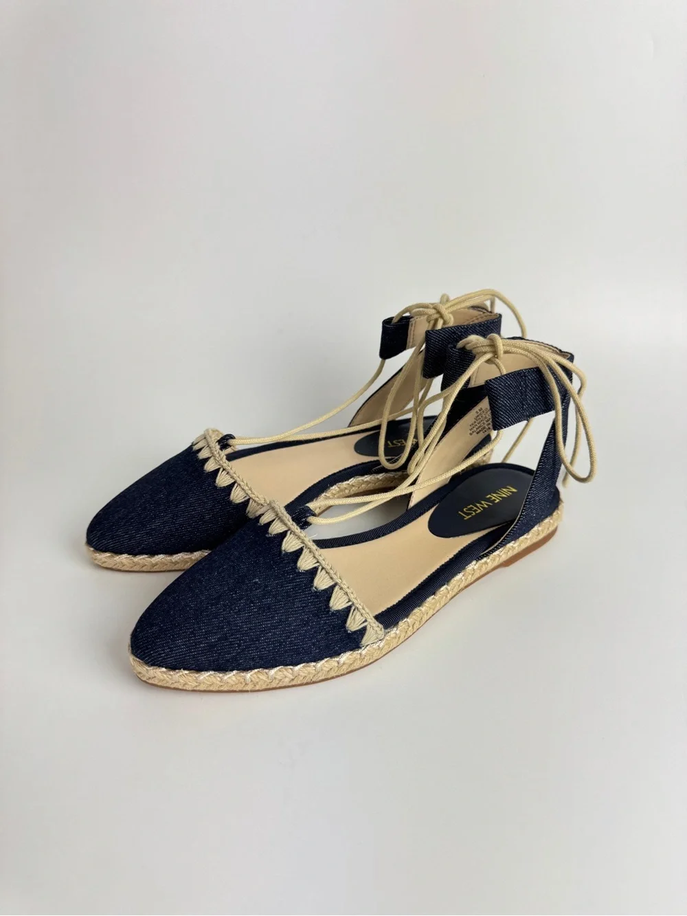 Nine West Navy Denim Lace-Up Espadrille Flats